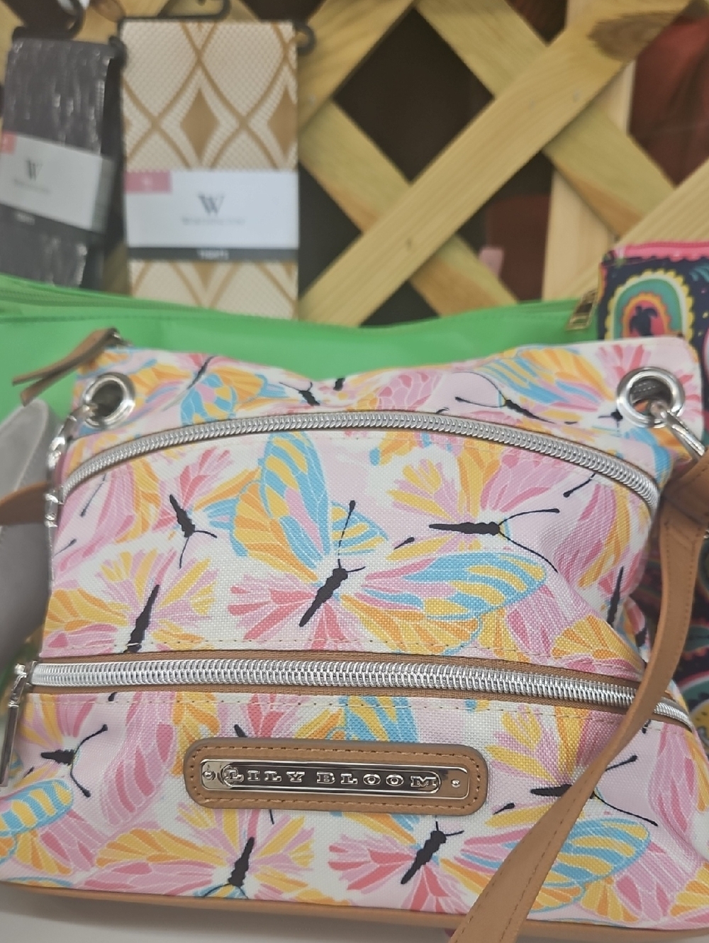 Lily Bloom Pastel Floral Crossbody with Tan Strap